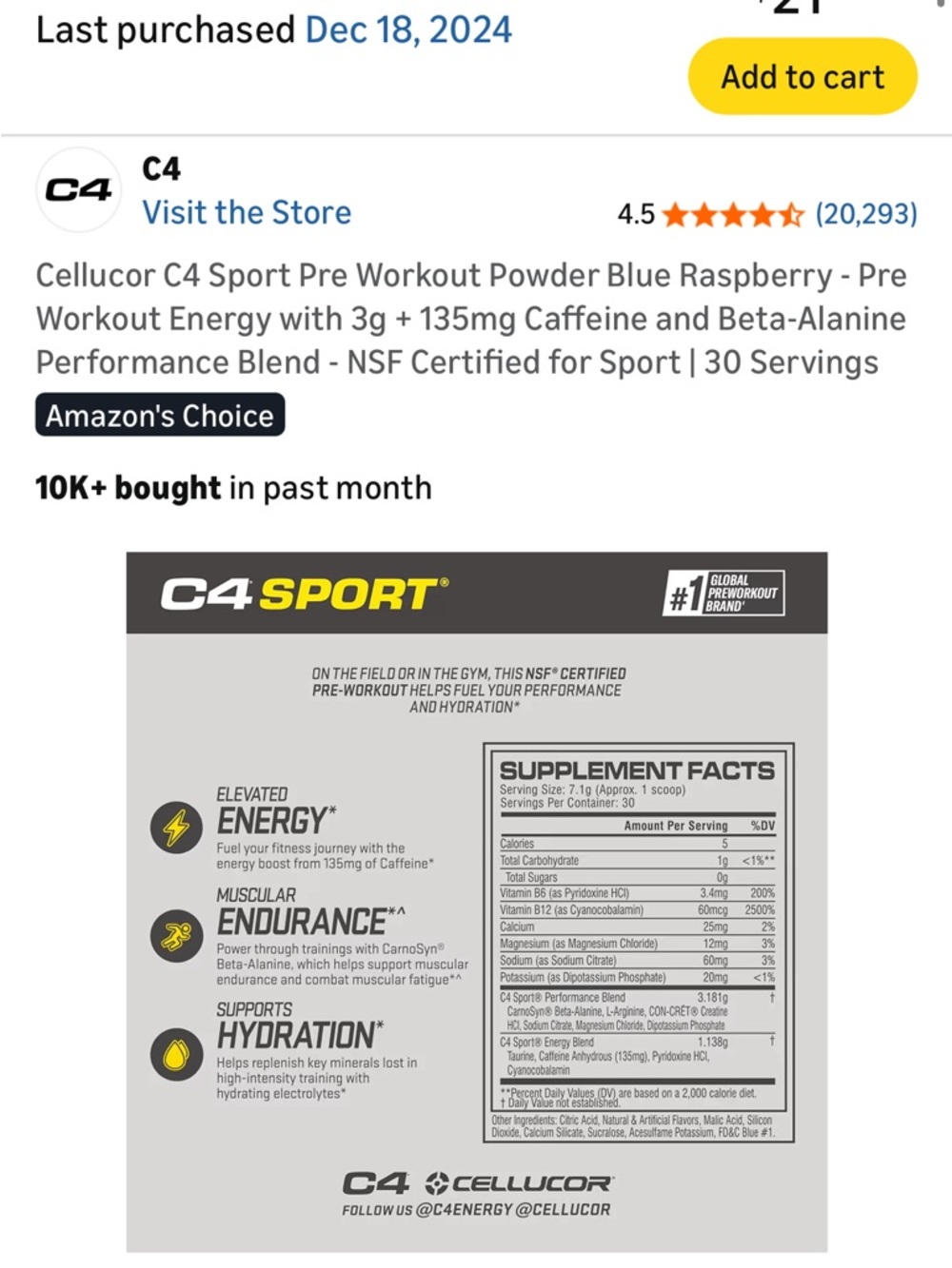 C4 SPORT Pre-Workout. Unopened - Picture 3 of 4